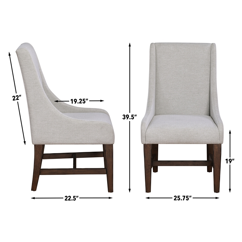 Steve Silver Auburn Polyester Upholstered Arm Chair in White (Set of 2)