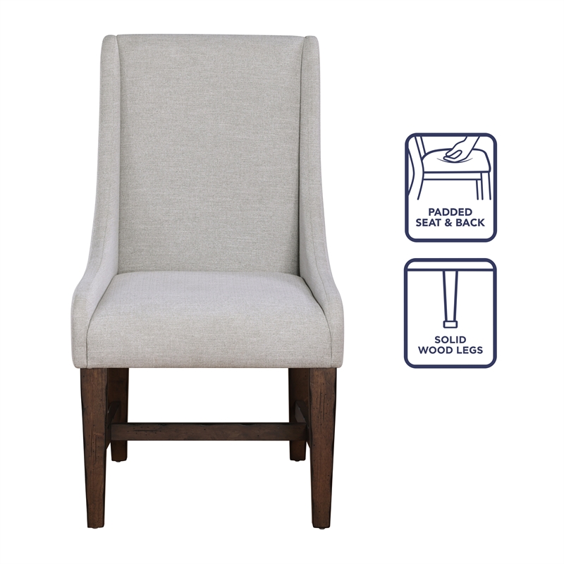 Steve Silver Auburn Polyester Upholstered Arm Chair in White (Set of 2)