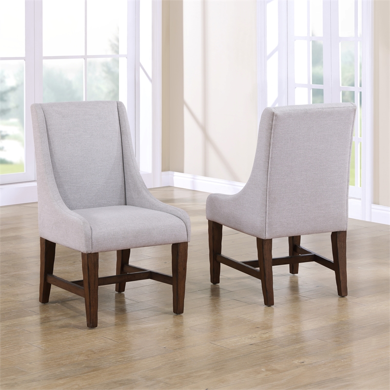 Steve Silver Auburn Polyester Upholstered Arm Chair in White (Set of 2)