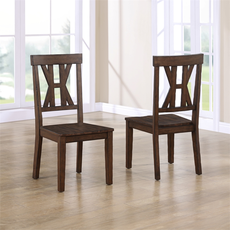 Steve Silver Auburn Rubberwood/Iron Side Chair in Dark Brown (Set of 2)