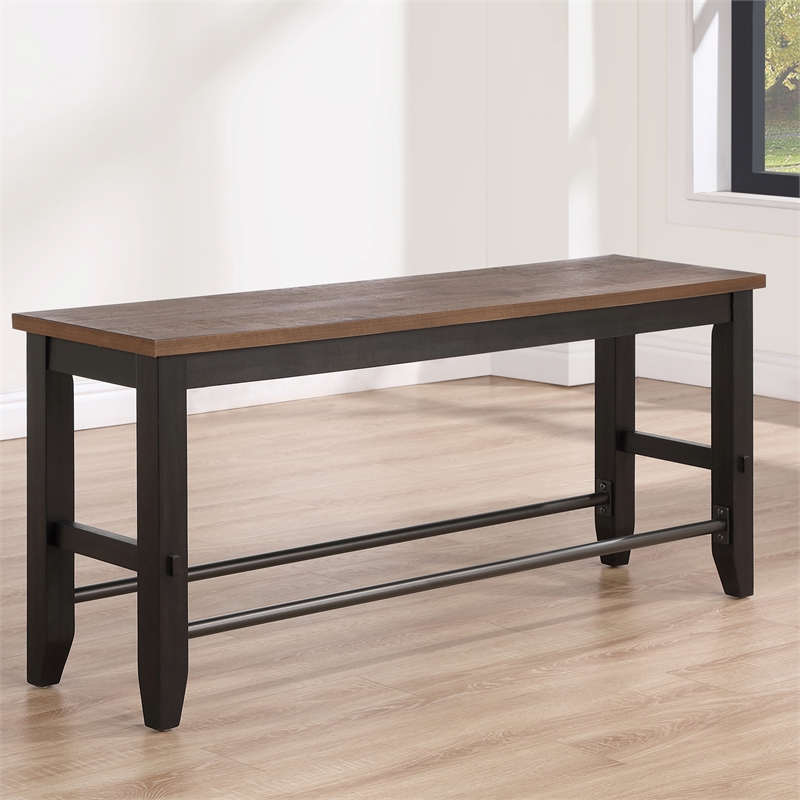 Steve Silver Bermuda Rubberwood and Iron Counter Bench in Black