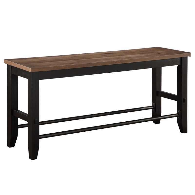 Steve Silver Bermuda Rubberwood and Iron Counter Bench in Black