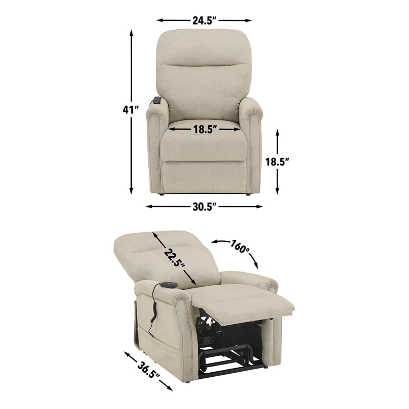 Steve Silver Rhodes Polyester Upholstered Single Motor Lift in Tan