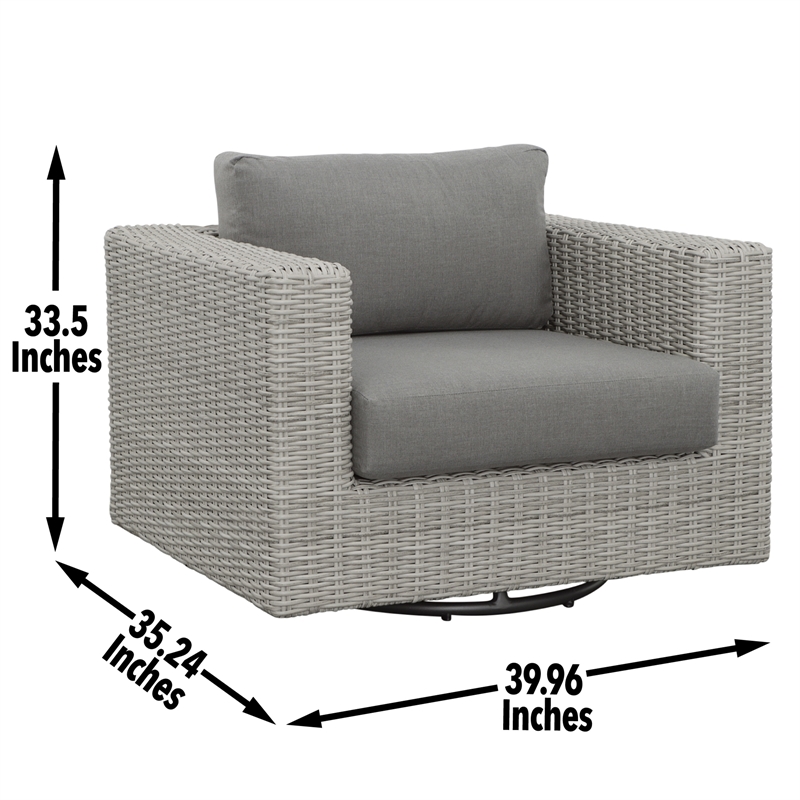 Steve Silver Blakley Aluminum Swivel Chair with .5 Round Wicker Gray (Set of 2)