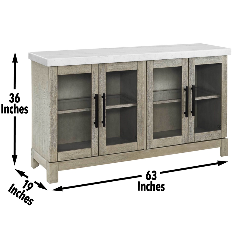 Steve Silver Carena Marble Top Sideboard w/Touch Lighting in Brown