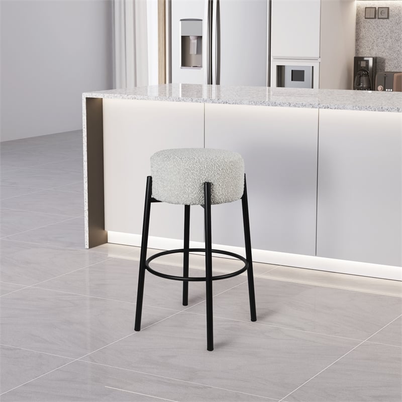 Steve Silver Cole Polyester Upholstered Counter Stool in Black
