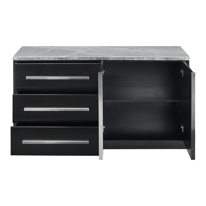 Steve Silver Camila Marble Top Buffet/Server in Gray/Black