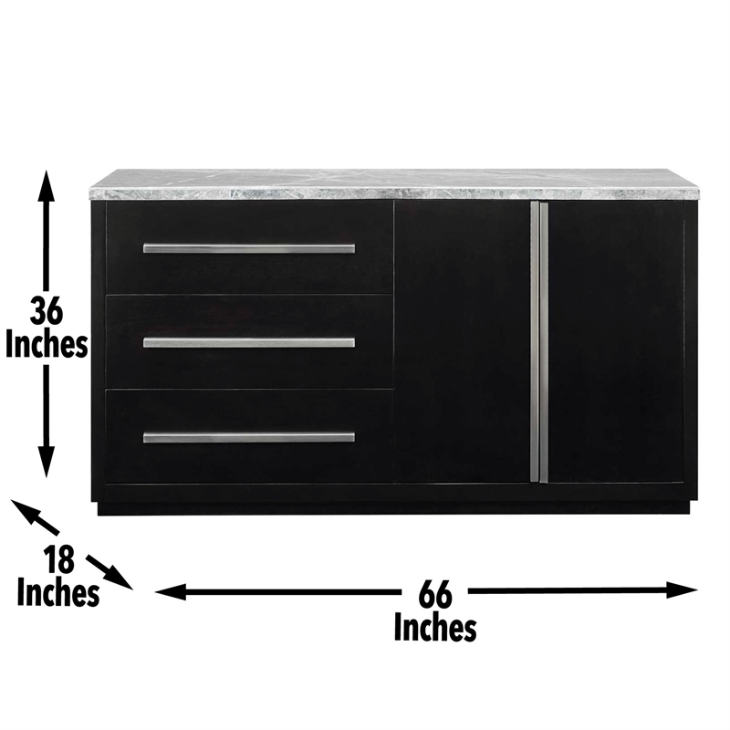 Steve Silver Camila Marble Top Buffet/Server in Gray/Black