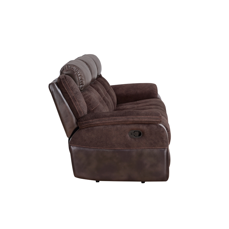 Steve Silver Pueblo Polyestered Upholstered Manual Recliner Sofa in Brown