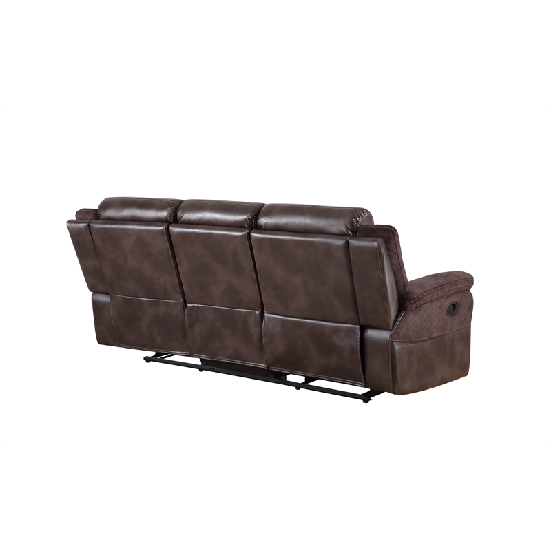 Steve Silver Pueblo Polyestered Upholstered Manual Recliner Sofa in Brown