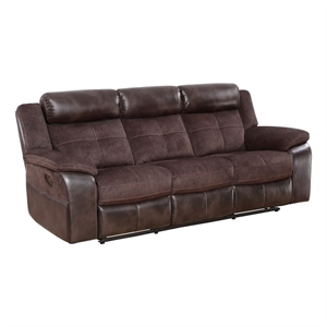 Steve Silver Pueblo Polyestered Upholstered Manual Recliner Sofa in Brown