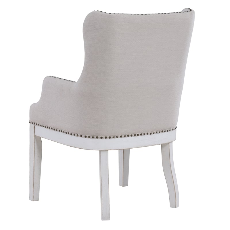 Steve Silver Warren Polyester Upholstered Arm Chair in White (Set of 2)