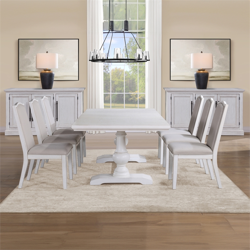 Steve Silver Warren Polyester Upholstered Side Chair in White (Set of 2)