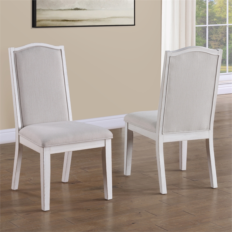 Steve Silver Warren Polyester Upholstered Side Chair in White (Set of 2)