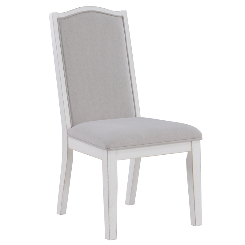 Steve Silver Warren Polyester Upholstered Side Chair in White (Set of 2)