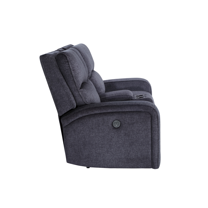 Steve Silver Lovell Polyester Upholstered Power Console Loveseat in Gray
