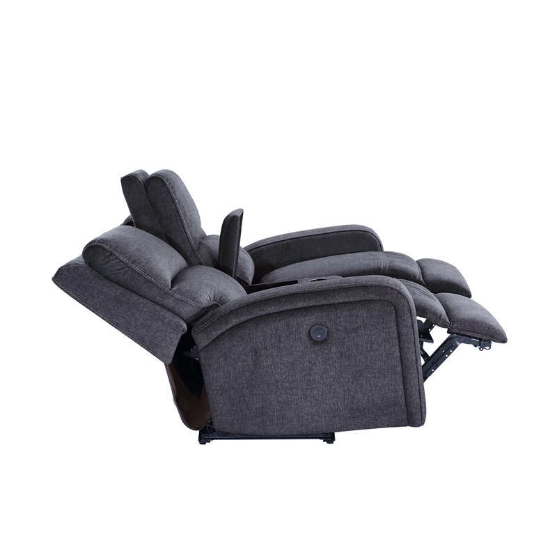 Steve Silver Lovell Polyester Upholstered Power Console Loveseat in Gray