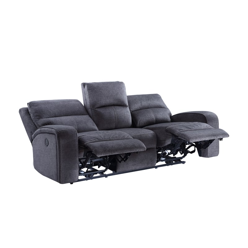 Steve Silver Lovell Polyestered Upholstered Power Sofa in Gray