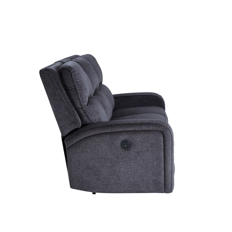 Steve Silver Lovell Polyestered Upholstered Power Sofa in Gray