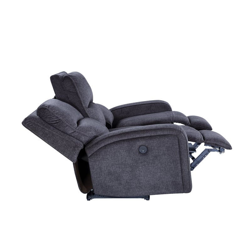 Steve Silver Lovell Polyestered Upholstered Power Sofa in Gray