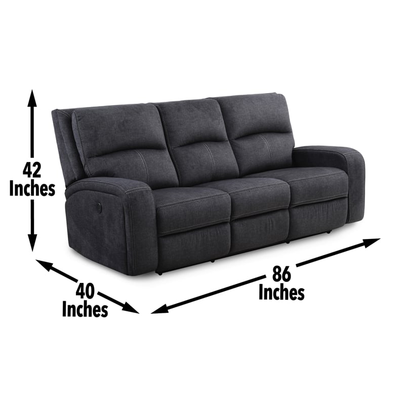 Steve Silver Lovell Polyestered Upholstered Power Sofa in Gray