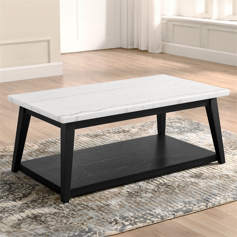 Steve Silver Company Vida Marble Top Cocktail Table in White and Black