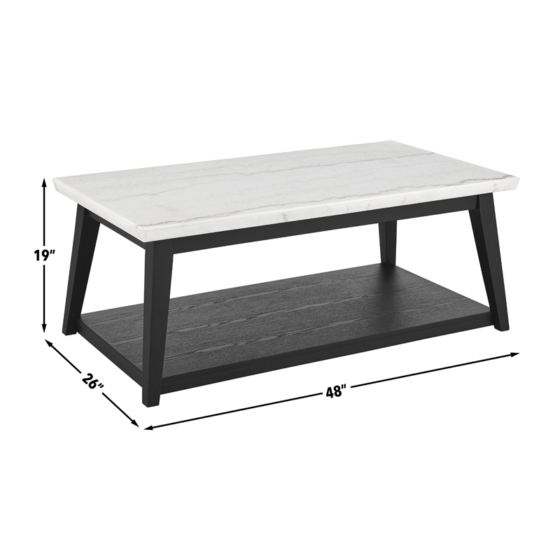 Steve Silver Company Vida Marble Top Cocktail Table in White and Black