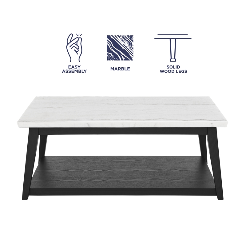 Steve Silver Company Vida Marble Top Cocktail Table in White and Black