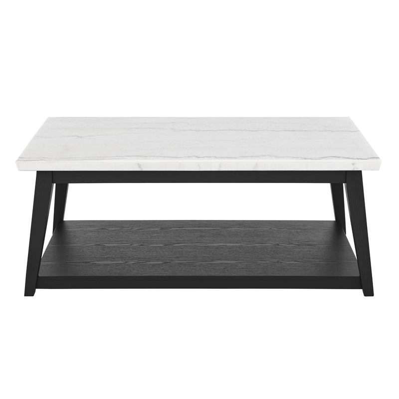 Steve Silver Company Vida Marble Top Cocktail Table in White and Black