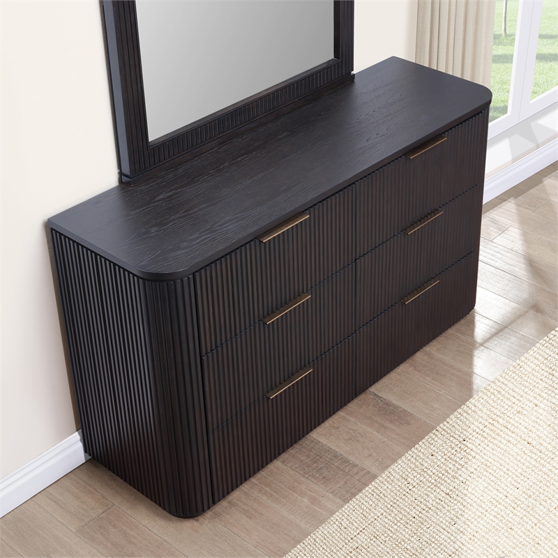 Steve Silver Henry Dresser and Mirror in Dark Brown/Espresso