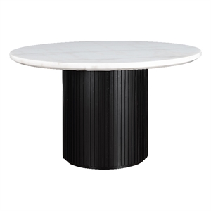 Steve Silver Colvin 52&quot Round White Marble Dining Table Black Base