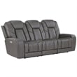 Steve Silver Daniel 3-Piece Triple-Power Leather Recling Sofa in White
