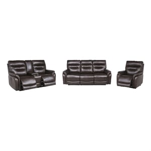 Steve Silver Fortuna 3pc Dual Power Reciling Sofa in Brown