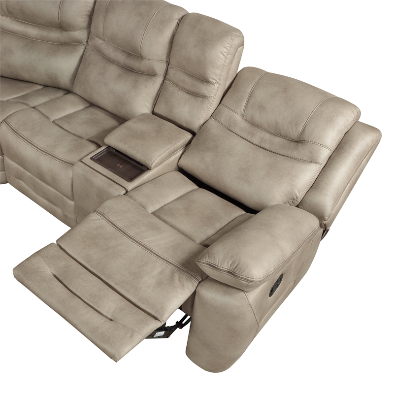 Steve Silver Shelton 3PC Manual Reclining Sectional in Brown