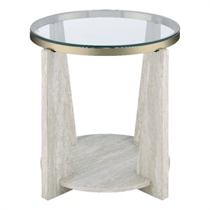 Steve Silver Wanda 24&quot Round Glass Top End Table in Gray