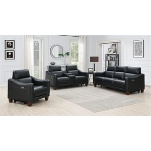Steve Silver Giorno 3pc Power Reciling Sofa in Black