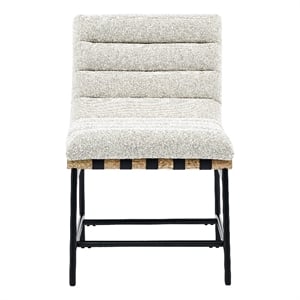 Steve Silver Nicco Eggshell Polyester Side Chair with Black Iron Base