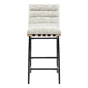 Steve Silver Nicco Eggshell Polyester 30&quot Bar Stool with Black Iron Base