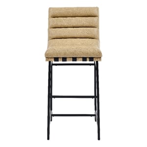 Steve Silver Nicco Sand Vegan Leather 30&quot Bar Stool with Black Iron Base