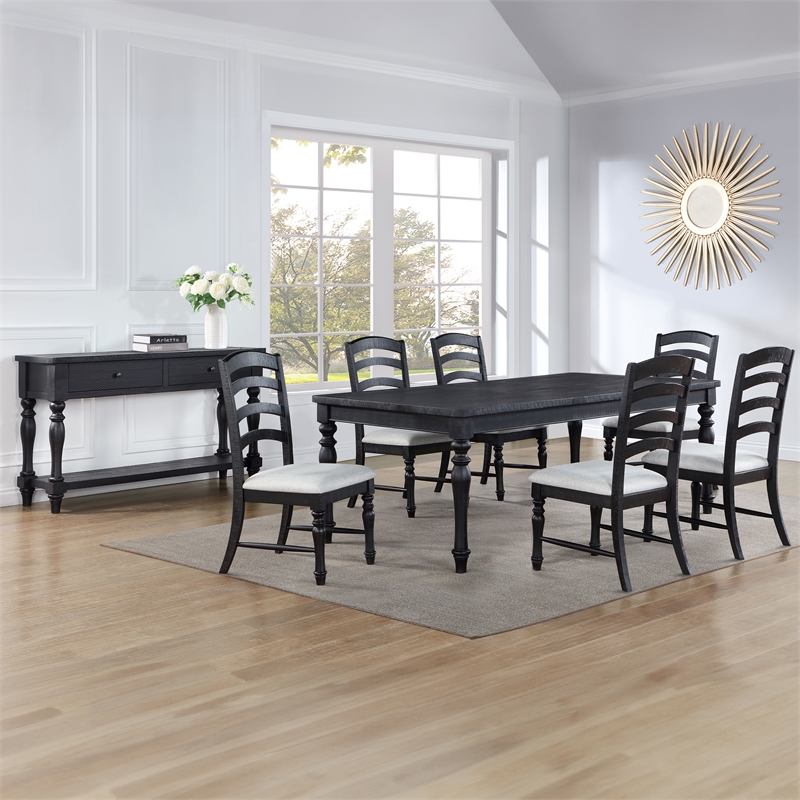 Steve Silver Odessa 7-Piece Dining Set (Table & 6 Side Chairs) in Black