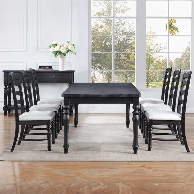 Steve Silver Odessa 7-Piece Dining Set (Table & 6 Side Chairs) in Black