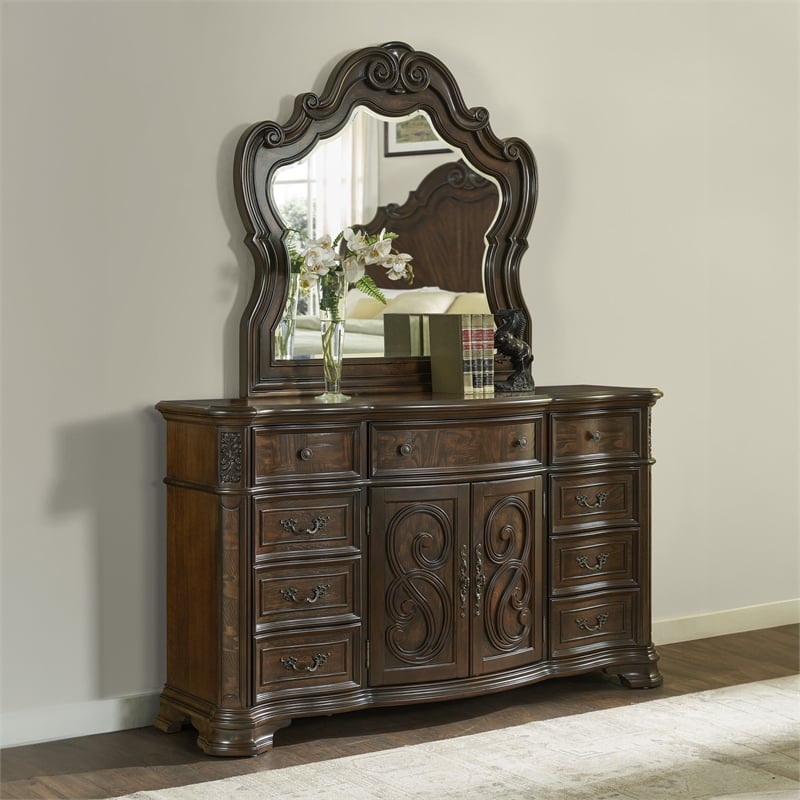 Steve Silver Royale Queen 6PC Bedroom Set in Brown