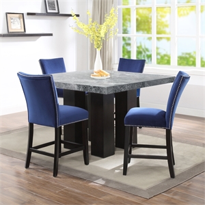 Steve Silver Camila Square 5PC Counter Dining Set with Blue Chairs