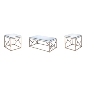 Steve Silver Evelyn 3pc Coffee & End Table Set in Tan