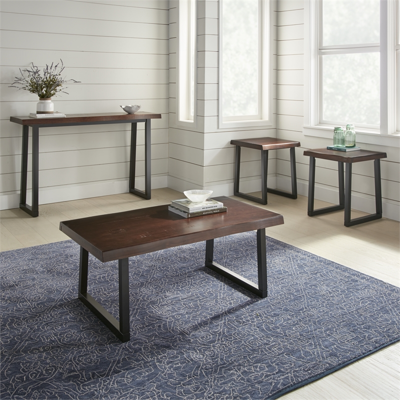 Steve Silver Jennings Live Edge 3pc Coffee & End Table Set in Brown