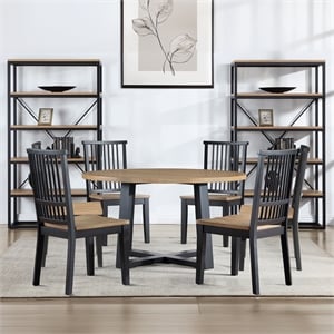 Steve Silver Magnolia 54&quot Round 7-Piece Dining Set in Black