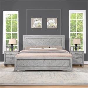 Steve Silver Montana Queen 3 pc Bedroom Set(2 NS+Bed) in Gray