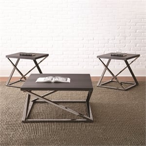 Steve Silver Aegean 3pc Coffee Table Set in Gray