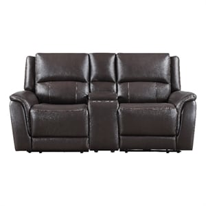 Steve Silver Alexandria Leather Power Reclining Love Seat in Brown