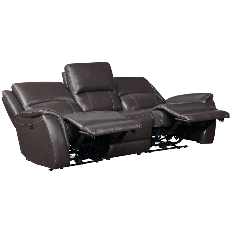 Steve Silver Alexandria Leather Power Reclining Sofa in Brown